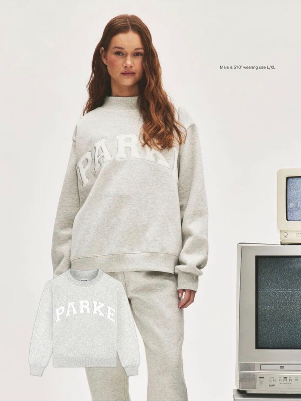 Parke Tonal Varsity Fleece Mockneck in Oat L/XL